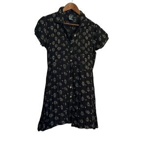 E Cote Women’s Black Button Front Short Sleeve Dress Size L Rayon India